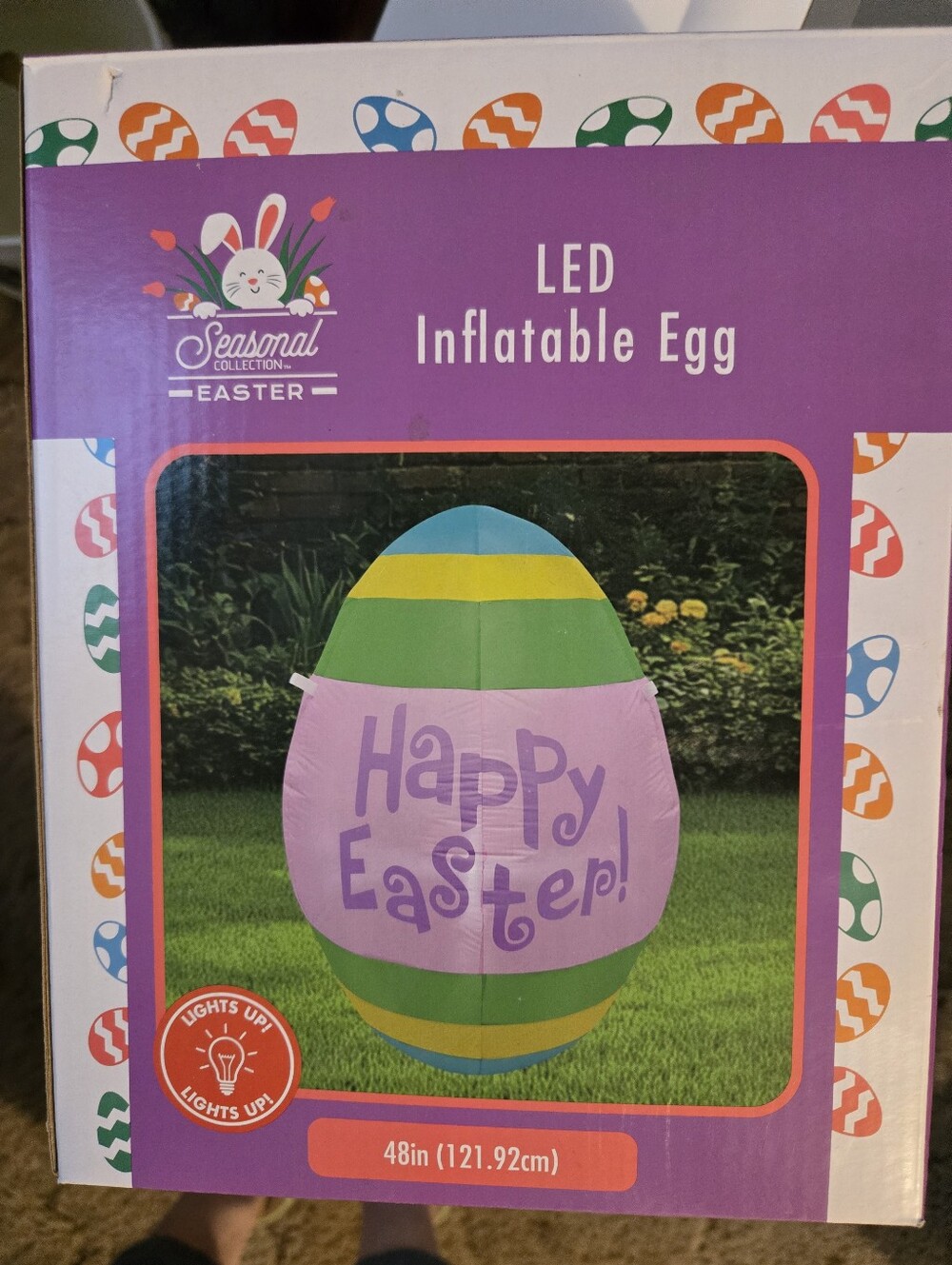Purple LED Inflatable Egg - Happy Easter